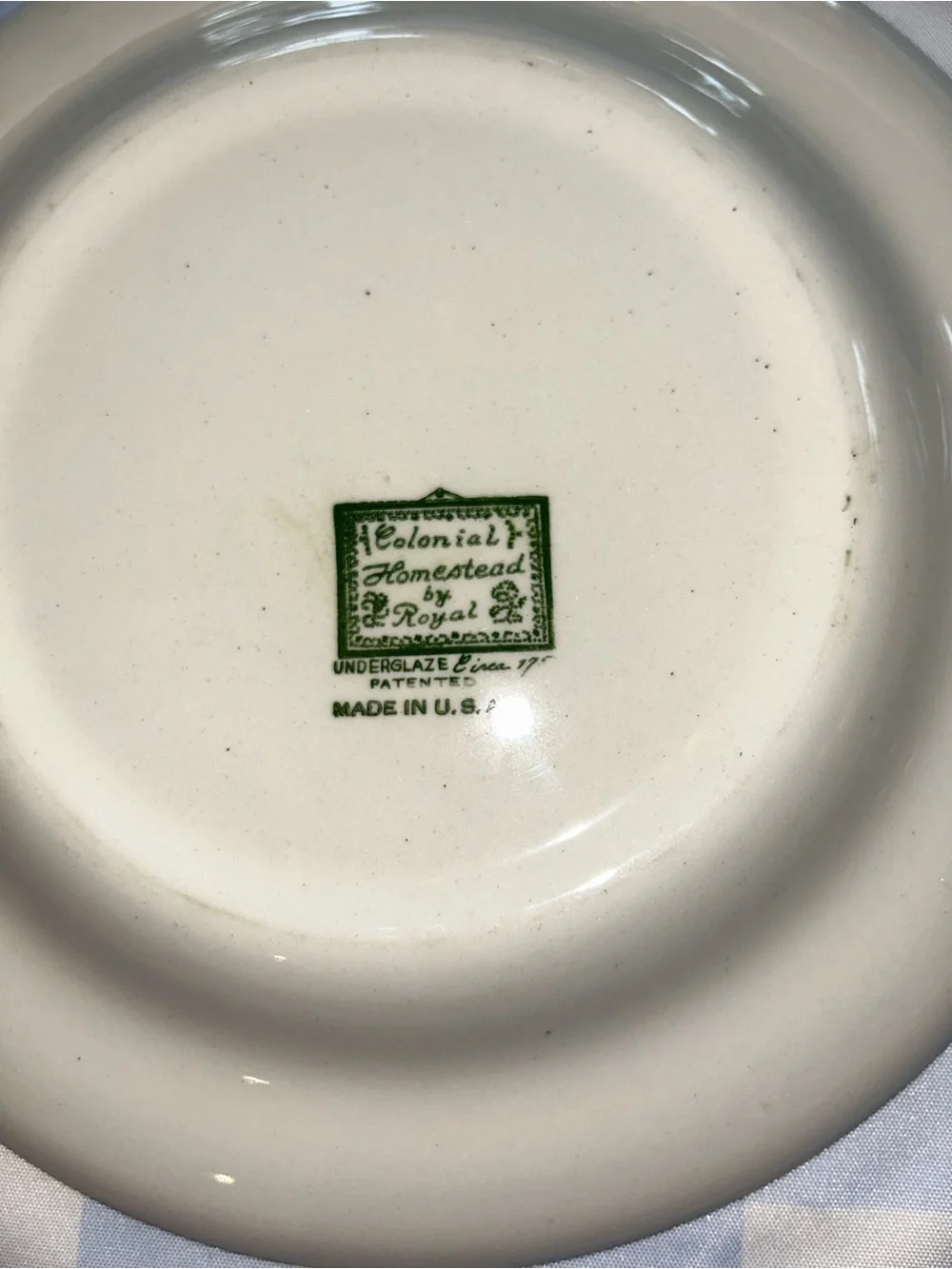 Vintage 1950’s Colonial Homestead Green Dinner Plate set of 2